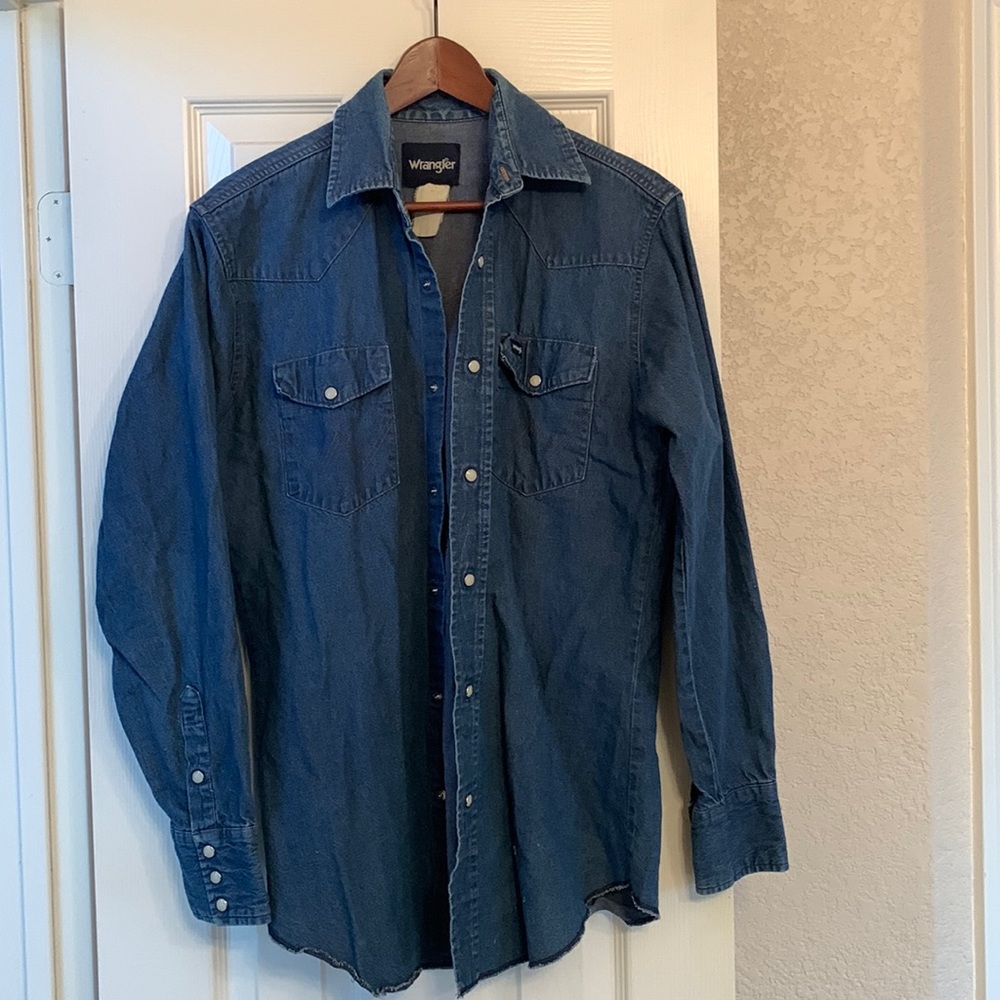 Vintage Wrangler Western denim cowboy shirt L